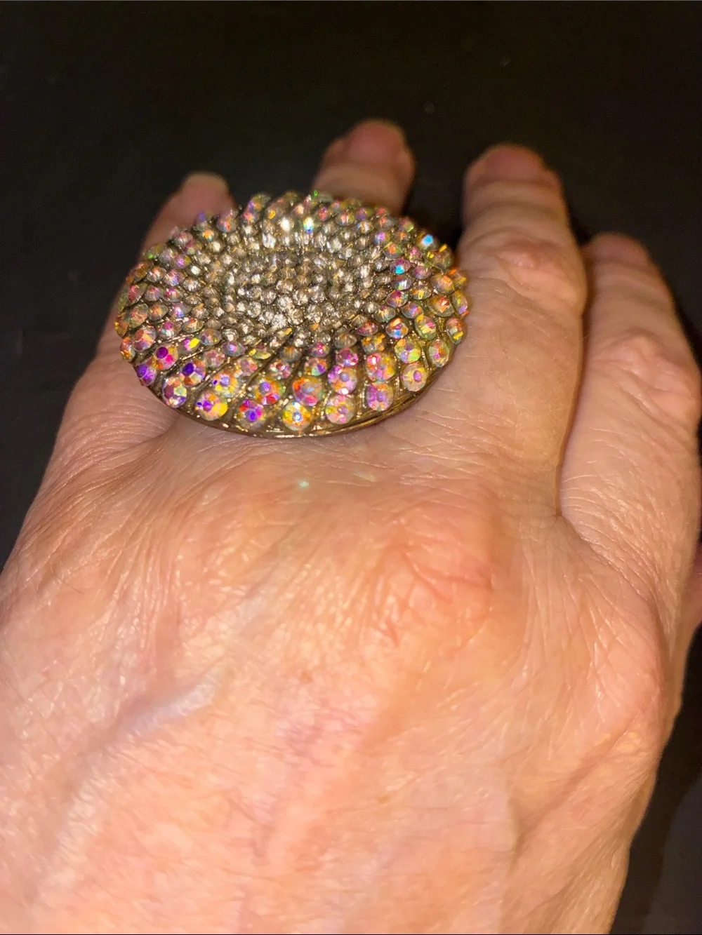 Aurora-Inspired Multicolor Crystal Cocktail Stretch Ring